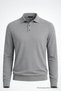 Men's Basic Loose Gray Polo Collar Sweater - 3