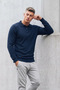 Men's Half Pat Winter Knitwear Navy Blue Sweater - 6