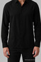 Men's Long Sleeve Comfortable Black Muslin Shirt - 6