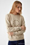 Women's Star Printed Cream Casual Sweatshirt - 2
