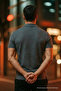 Men's Short Sleeve Dark Gray Loose Polo Collar T-Shirt - 6