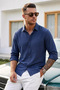 Men's Straight Woven Trend Navy Blue Shirt - 4