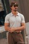 Men's Polo Collar 100% Cotton Basic Gray T-Shirt - 6