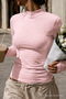 Women's Autumn Textured Body Line Pink Blouse - 5