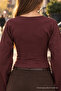Women's Knitted Cotton Slim Fit Burgundy Blouse - 6