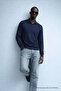 Men's Trend Casual Navy Blue Knitwear Sweater - 3