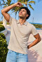 Men's Trend Polo Collar Casual Gray T-Shirt - 5