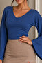 Women's Casual Bodycone Blue Knitted Blouse - 5