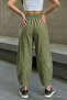 Women's Khaki Shalwar Trousers with Elastic Waist - 6