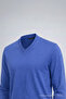 Men's Casual V-Neck Blue Knit Sweater - 5