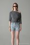 Women's Short Sleeve Cotton Slim Fit Smoked T-Shirt
