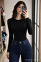 Women's Relax Fit Long Sleeve Black Stylish Blouse