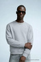 Men's Embroidered Shiny Gray Sweatshirt