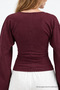 Women's Raglan Sleeve Textured Crop Burgundy Blouse - 6