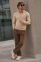 Men's Buttoned Collar Autumn Cream Sweater - 5