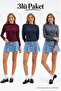 Women's Boat Neck Basic Slim 3-Piece Blouse