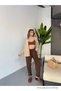 Brown Women's Linen Trousers - 8