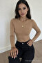 Women's Basic Long Sleeve Stylish Coffee Blouse - 5