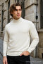 Men's High Neck Premium Cream Knit Sweater
