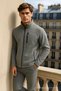Men's Zippered Basic Gray Loose Fleece - 4