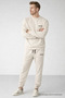 Men's Elastic Double Cream Loose Tracksuit Set