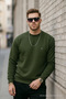 Khaki Color Basic Crew Neck Relaxed Regular Men's Sweatshirt - 5
