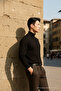 Men's Casual Stylish Relaxed Loose Black Knit Sweater - 4