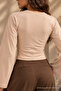 Women's Knitted Slim Fit Elegant Beige Blouse - 6