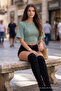 Women's Crew Neck Tight Crop Blouse - 3