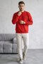 Men's Loose Textured Flare Red Sweatshirt - 3