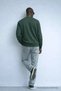 Men's Embroidered Shiny Khaki Sweatshirt - 5