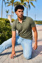 Men's Trend Polo Collar Casual Khaki T-Shirt - 6