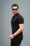 Men's Non-Shrink Cotton Fabric Slim Fit Slim Fit Black Non-Curling Polo Neck T-Shirt - 5