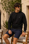 Knitted Long Sleeve Black Men's Sweatshirt - 3