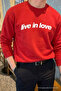 Live in Love Printed Cotton Men's Red Sweatshirt