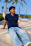 Men's Trend Polo Collar Casual Navy Blue T-Shirt - 3