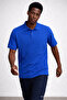 Men's Short Sleeve Loose Turquoise Polo Neck T-Shirt - 3