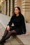 Women's Crew Neck Winter Oversized Black Sweater - 4