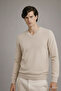 Men's Winter Loose Cream V-Neck Knit Sweater