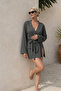 Women's Soft V-Neck Belted Smoked Kimono - 2