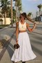 Women's Summer Comfortable White Long Flared Skirt
