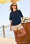Women's Short Sleeve Cotton Navy Blue T-Shirt - 5