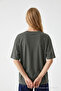 Women's Crew Neck Smoked Oversized T-Shirt - 6