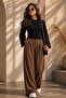 Women's Knitted Slim Fit Elegant Black Blouse - 2
