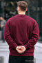 Men's Star Printed Loose Burgundy Sweatshirt - 6