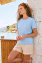 Women's Short Sleeve Cotton Ice Blue T-Shirt - 5