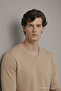 Men's Winter Loose Caramel V-Neck Knit Sweater - 5