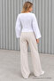 Women's Stylish Body-Hugging V-Neck White Blouse - 3