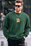 Men's Tiger Printed Loose Fit Red Green Sweatshirt