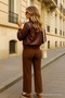 Women's Wide Leg Casual Brown Palazzo Pants - 4